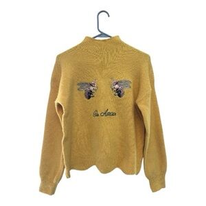 Code x Mode Yellow Bee Embroidered Turtleneck Sweater Size Small